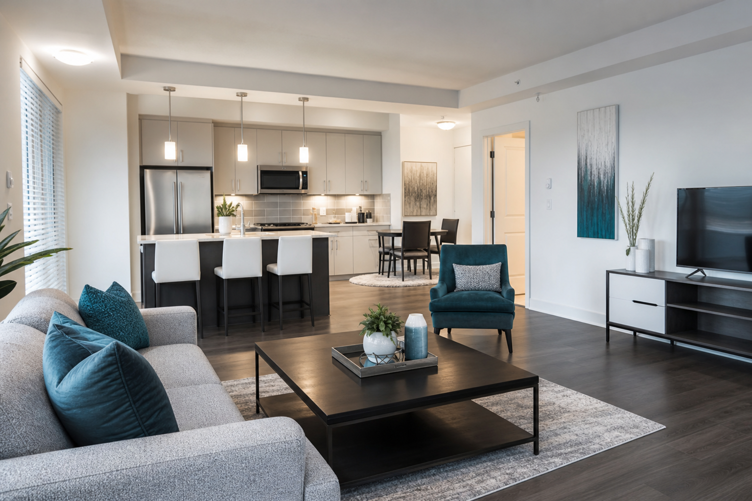 Professionally cleaned modern apartment interior